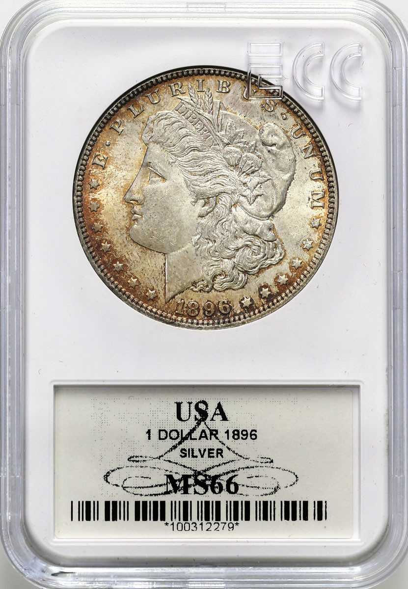 USA. Dolar 1896, Filadelfia GCN MS66 - PIĘKNY